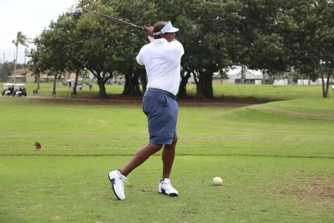 RECORD DATE NOT STATED  NFL Hall of Fame player, Steve Atwater, plays golf... Foto stock