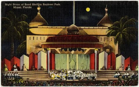 RECORD DATE NOT STATED Night scene of band shell in Bayfront Park, Miami, ... Fotos Stock