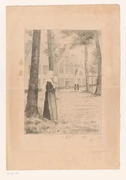 RECORD DATE NOT STATED  Non with knitting needles in hand on the beguinage... Stock Photos