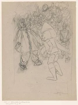 RECORD DATE NOT STATED  Nutcracker pulls his saber for a group of dolls, W... Stock Photos