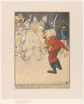 RECORD DATE NOT STATED  Nutcracker pulls his saber for a group of dolls, W... Stock Photos