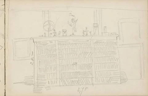 RECORD DATE NOT STATED  Objects on a mantelpiece, 1908 Page 3 Recto from a... Stock Photos