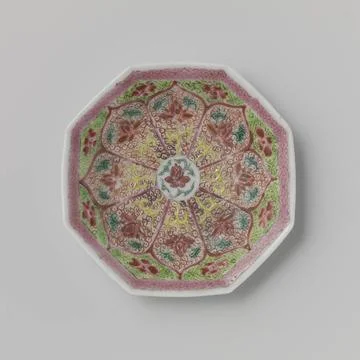 RECORD DATE NOT STATED  Octagonal saucer with foral scrolls in petal-shape... 스톡 사진