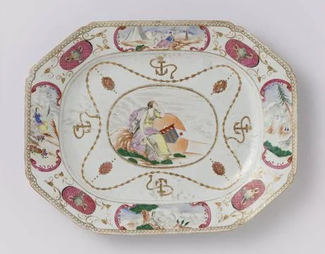 RECORD DATE NOT STATED  Octagonal, rectangular dish with the arms of the K... Stock Photos