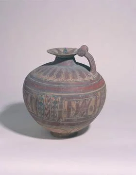 RECORD DATE NOT STATED  OenochoÃ (olpÃ ) in clay (left side of the handle). Photos