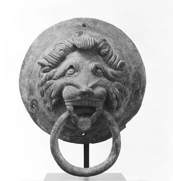 RECORD DATE NOT STATED One pair of Bronze Door Knobs Designed as Lions Hea... Stockfoto's