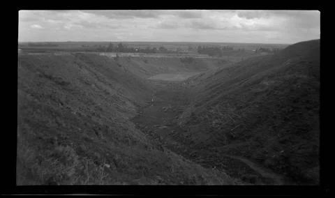 RECORD DATE NOT STATED  One of the deep gullies intersecting the Ihakara t... Stock Photos
