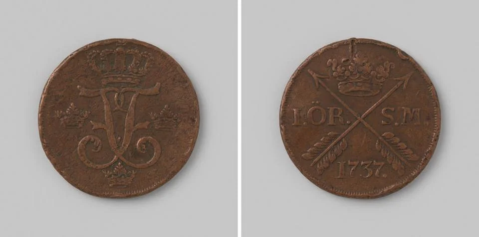 RECORD DATE NOT STATED  Öre Silver Mytt from Sweden by Frederik I, 1737 ,,.. Stock Photos