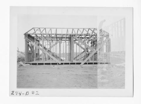 RECORD DATE NOT STATED Original caption: Nef frame house. Jane Clark. Cahu... Stock Photos