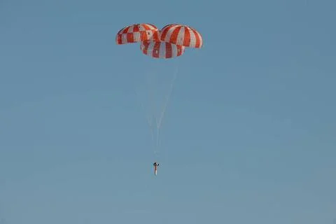 RECORD DATE NOT STATED  An Orion parachute development test takes place at... Stock Photos