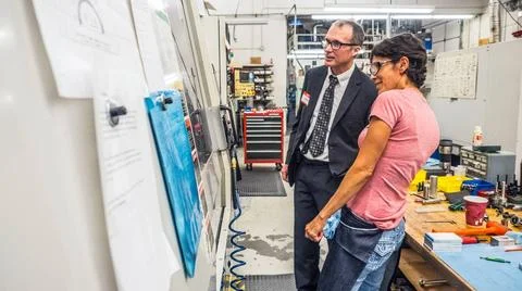 RECORD DATE NOT STATED  The Orion team visits Paradigm, a precision parts ... Foto stock