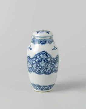 RECORD DATE NOT STATED  Ovoid covered jar with floral scrolls in reserve i... 스톡 사진