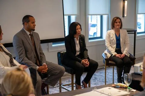 RECORD DATE NOT STATED Panelists speak during the USACE Leadership Develop... Stock Photos