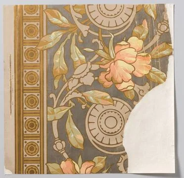 RECORD DATE NOT STATED  Paper Waller with edge pattern of leaf vines and d... Stock Photos