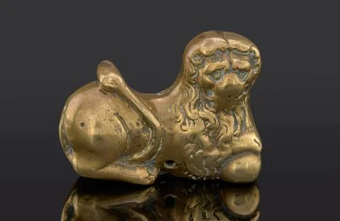RECORD DATE NOT STATED  Paper button in the form of a lion; 2. PO. 19th ce... Stock Photos