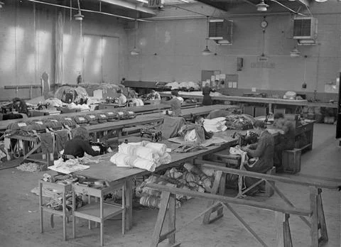 RECORD DATE NOT STATED  Parachute production on CVM . Parachute manufactur... 스톡 사진