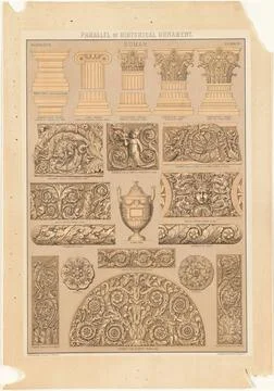 RECORD DATE NOT STATED Parallel of historical ornament, Roman , Architectu... 스톡 사진