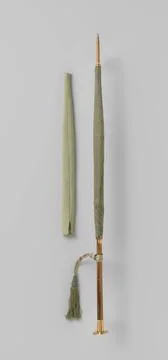 RECORD DATE NOT STATED  Parasol with deck of light green silk on a nerved ... Stock Photos