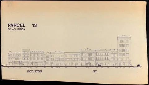 RECORD DATE NOT STATED Parcel 13 rehabilitation , Buildings, Massachusetts... Stock Photos