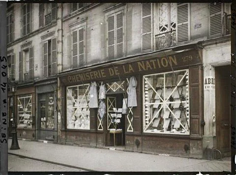 RECORD DATE NOT STATED Paris (11th arr.), French window of stores and wind... Stock Photos
