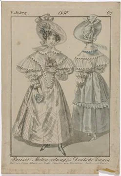 RECORD DATE NOT STATED  Paris fashion newspaper for German women, 1830 V. ... 스톡 사진