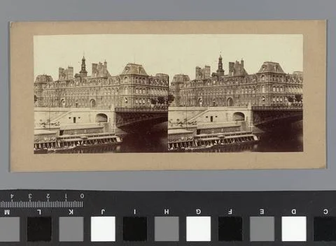 RECORD DATE NOT STATED  Paris town hall seen over the Seine, c. 1860 - c. ... Stock Photos