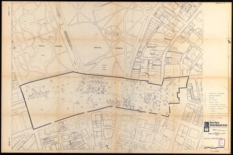 RECORD DATE NOT STATED Park Plaza urban renewal area : building conditions... Fotos de archivo