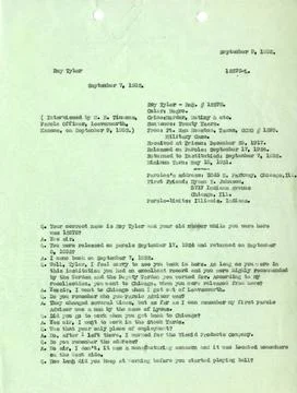RECORD DATE NOT STATED Parole Interview of Roy Tyler Conducted by Parole O... Stock Photos