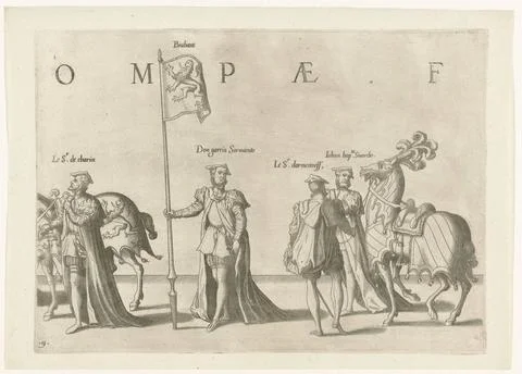 RECORD DATE NOT STATED  Part of the parade, no. 9, 1619 print Four partici... Foto stock