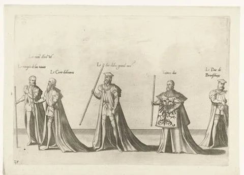 RECORD DATE NOT STATED  Part of the parade, no. 29, 1619 print Five nobles... Foto stock