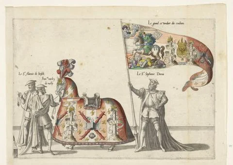 RECORD DATE NOT STATED  Part of the parade, no. 6, 1619 print Three partic... Stock Photos