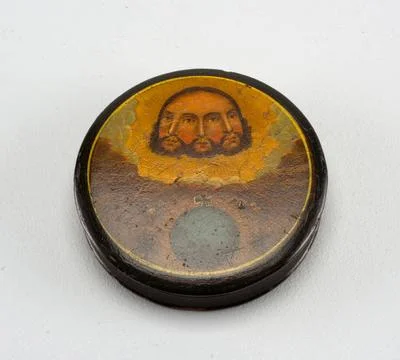RECORD DATE NOT STATED Patch Box And Cover; wood, varnished paper Copyrigh... Stock Photos