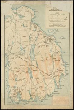 RECORD DATE NOT STATED Path map of the eastern part of Mount Desert Island... Stock Photos