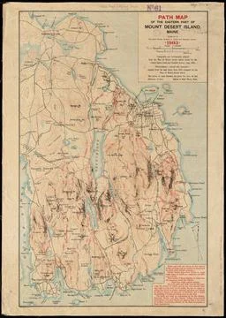 RECORD DATE NOT STATED Path map of the eastern part of Mount Desert Island... Stock Photos