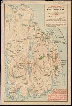 RECORD DATE NOT STATED Path map of the eastern part of Mount Desert Island... Stock Photos