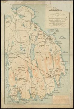 RECORD DATE NOT STATED Path map of the eastern part of Mount Desert Island... Stock Photos