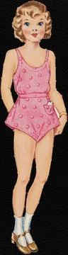 RECORD DATE NOT STATED Patsy paper doll , Shoes, Bloomers, Hosiery. Phylli... Stock Photos
