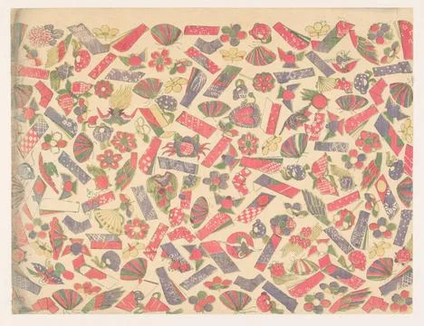 RECORD DATE NOT STATED  Pattern of lucky objects (toys, fans and kites), A... Foto stock