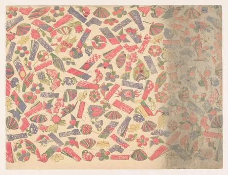 RECORD DATE NOT STATED  Pattern of lucky objects (toys, fans and kites), A... Stock Photos