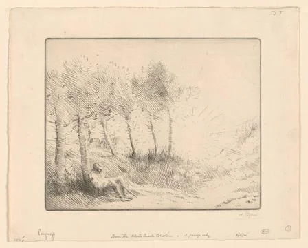 RECORD DATE NOT STATED Paysage , Trees, Alphonse Legros (1837-1911) Copyri... Stock Photos