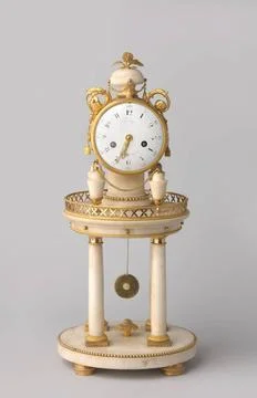 RECORD DATE NOT STATED  Pendulum of White Marble under Round Glass Stolp, ... Stock Photos