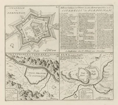 RECORD DATE NOT STATED  Perpignan and other cities in Rousillon, 1701 - 17... Stock Photos