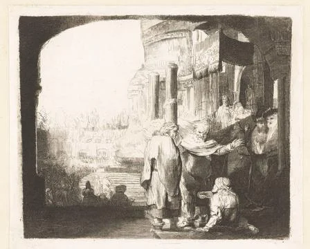 RECORD DATE NOT STATED  Peter and John heal a paralyzed man at the temple ... 스톡 사진