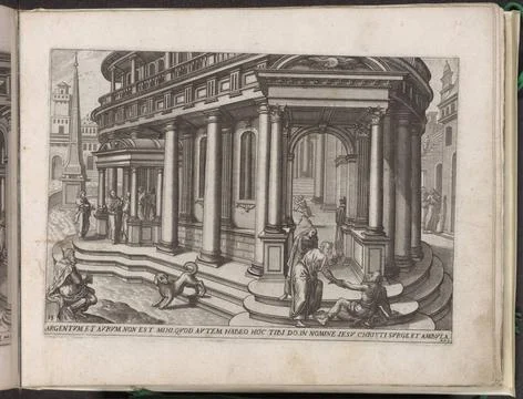 RECORD DATE NOT STATED  Peter and John heal a paralyzed man at the temple ... Foto stock