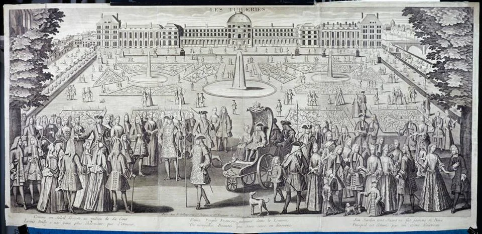 RECORD DATE NOT STATED  Pierre Gallays. The Tuileries . Engraving. Paris, ... 스톡 사진