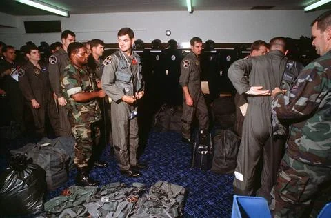 RECORD DATE NOT STATED Pilots and navigators of the 492nd Tactical Fighter... Stock Photos