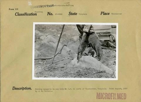 RECORD DATE NOT STATED Placing Dynamite. Original caption: Putting dynamit... Stock Photos