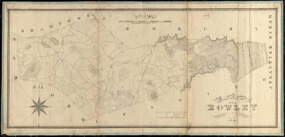 RECORD DATE NOT STATED Plan of Rowley made by Philander Anderson, dated Ju... 스톡 사진