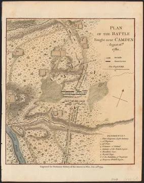RECORD DATE NOT STATED Plan of the battle fought near Camden August 16th, ... Stock Photos