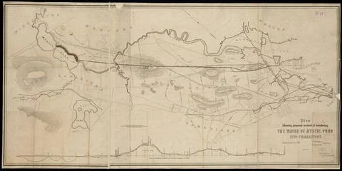 RECORD DATE NOT STATED Plan showing proposed method of introducing the wat... Stock Photos